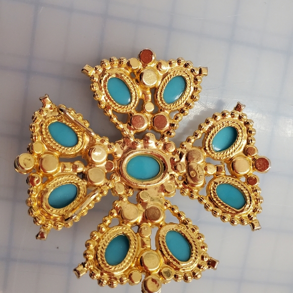 Vintage  KJL   RARE Turquoise Gold Belt/pendent - Picture 7 of 12